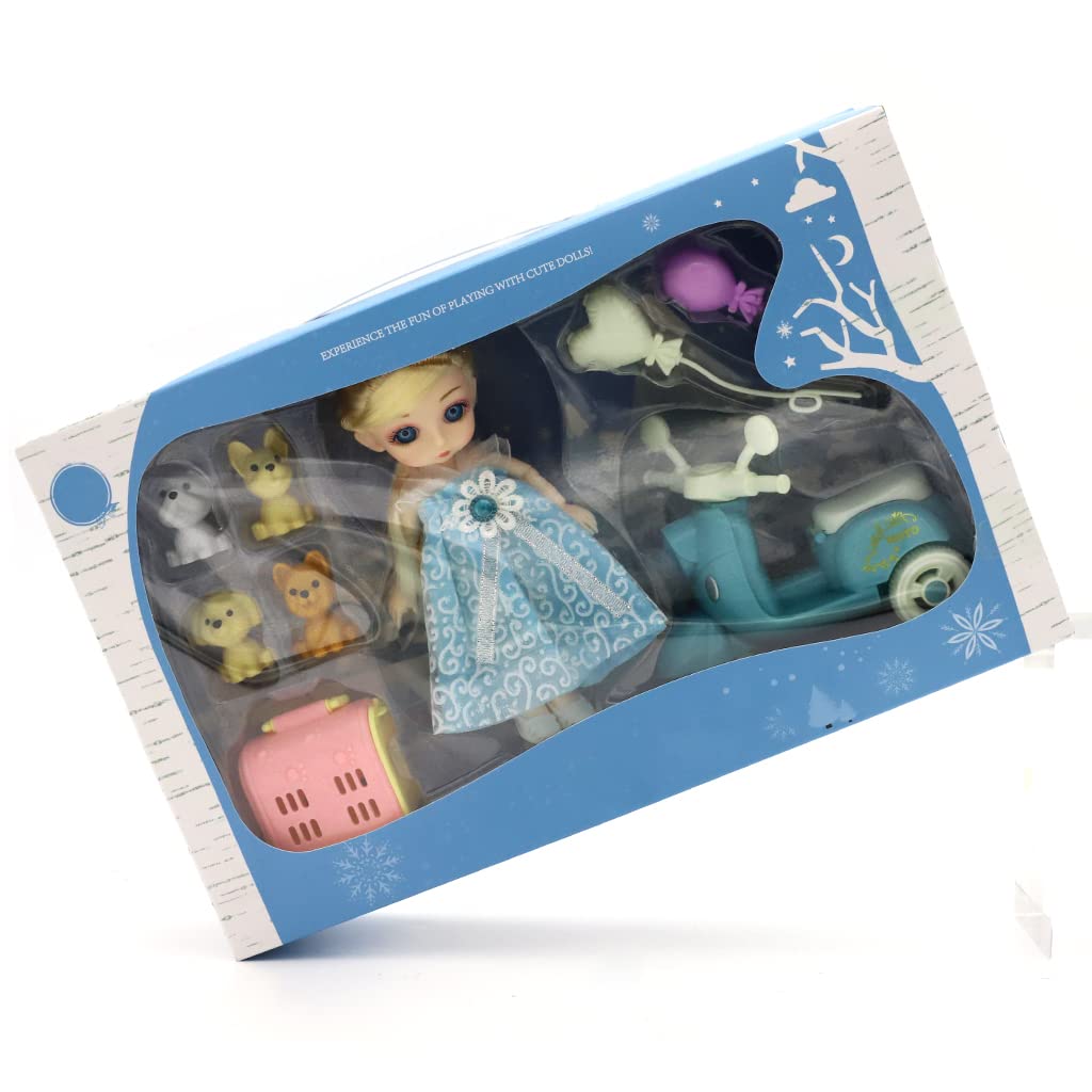 PATPAT Doll Set with Motorcycle Prop, Dollhouse Princess Toys, Cute Cartoon Doll Toy for Girls, Birthday Gift for Girl, Gift Box Packing (Blue) PATPAT Doll Set with Motorcycle Prop, Dollhouse Princess Toys, Cute Cartoon Doll Toy for Girls, Birthday Gift for Girl, Gift Box Packing (Blue)